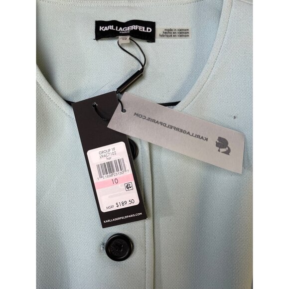 Karl Lagerfeld Women's Baby Blue Button up Jacket Coat Size 10 SKU 6039 - Picture 5 of 7